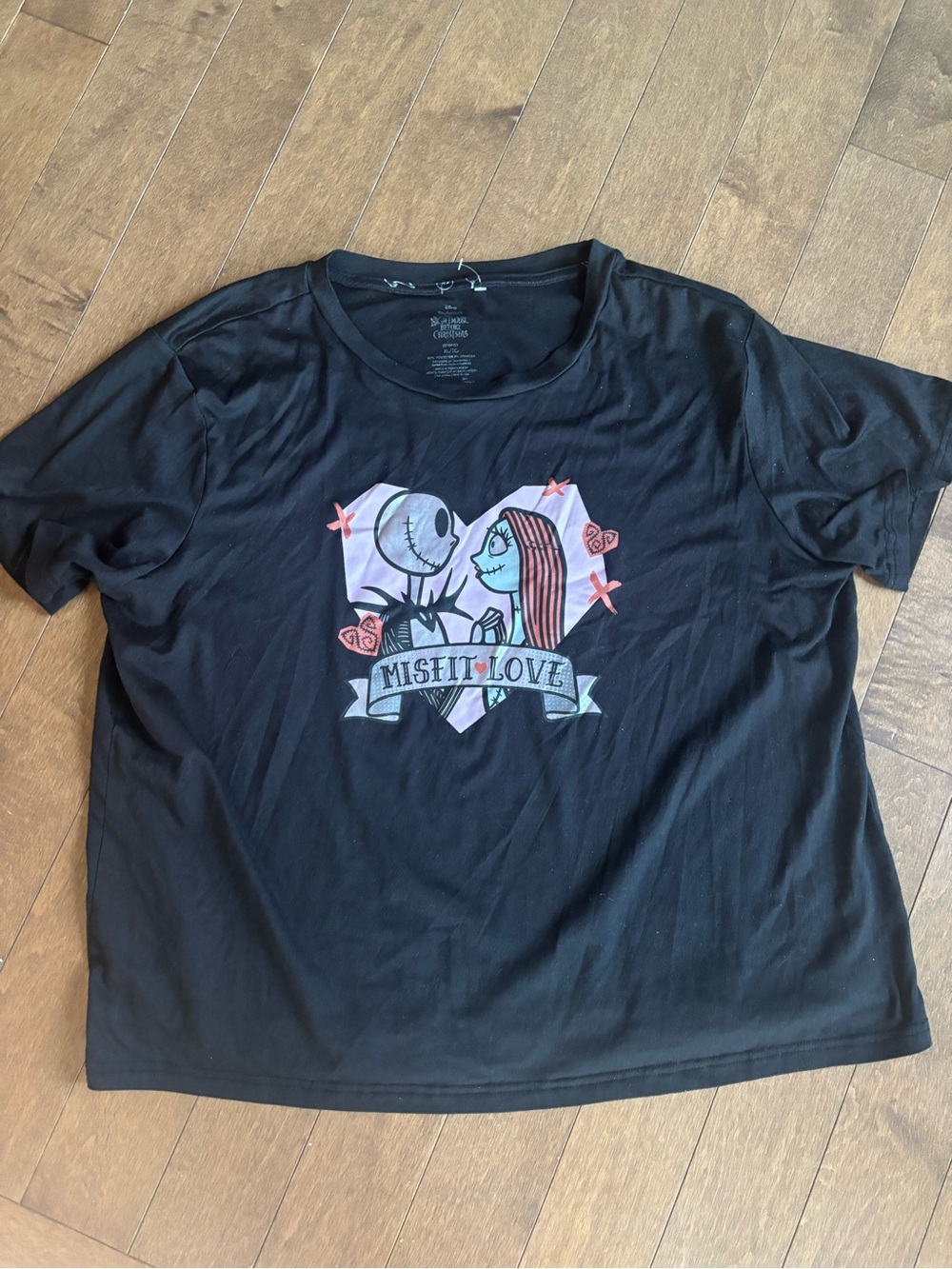 Nightmare Before Christmas Jack and Sally Misfit Love Black T-shirt